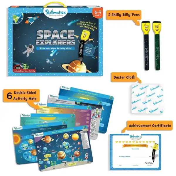 Space Explorers - Innovative Activities Like Learn About Gravity To Designing Your Own Space Ship - Write and Wipe Educational Activity Game For Kids - imagine 3