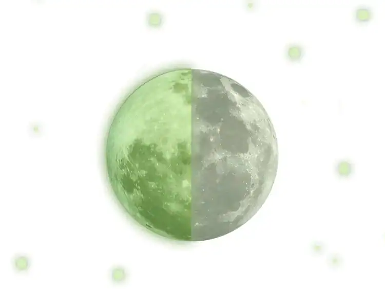 Luna verde și gri cu aspect natural, ideală pentru decorul camerei copilului.