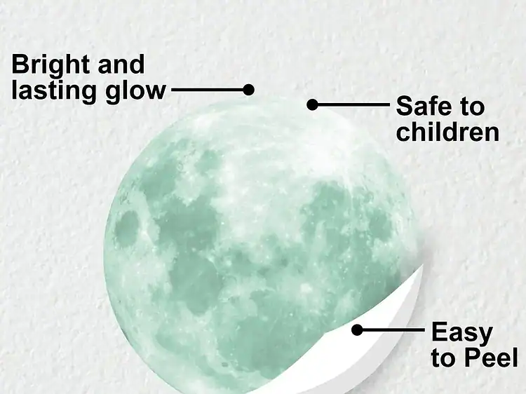 1. Baleră de lună luminoasă pentru cameră copii, sigură și ușor de lipit.