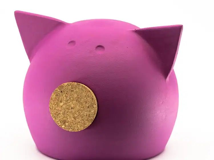 Cute pink piggy bank for kids, perfect for saving money. Ideal as a gift or decor in children's rooms.