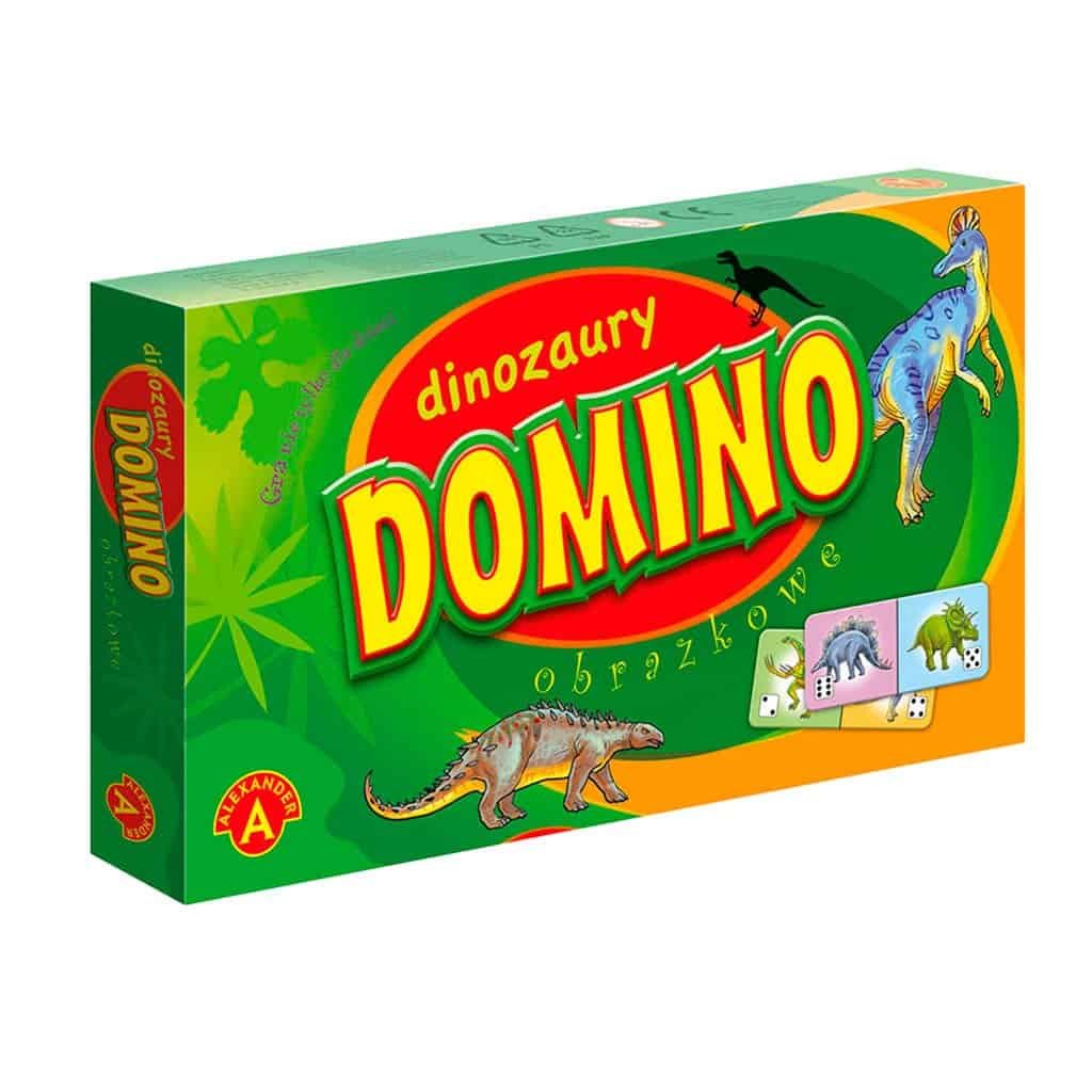 Colorful dinosaur domino game for children, educational toy for kids' development.