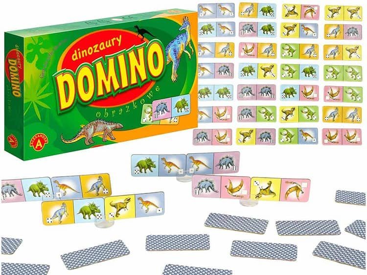 ALEXANDER dinozaur joc de domino educațional 4+ - ALEXANDER imaginează piese de domino cu dinozauri. Sarcina jucătorilor este de a scăpa cât mai repede de pietrele lor