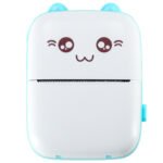 Mini imprimanta foto cu etichete termice + cablu USB cat albastru -