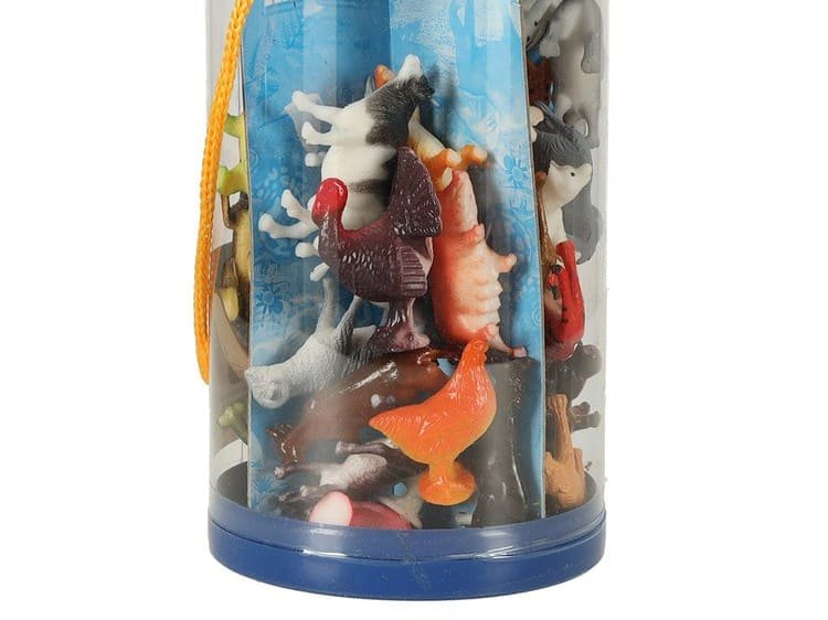 Jucării de animale pentru copii în cilindru transparent, distractiv și educațional.