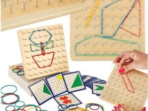 Geoboard geoplan geoplan puzzle din lemn crearea de forme cu benzi de cauciuc - Un puzzle din lemn cu bandă de cauciuc inspirat de geoboard. Excelent pentru dezvoltarea abilităților manuale și a gândirii logice într-un mod prietenos. Material: placă de lemn