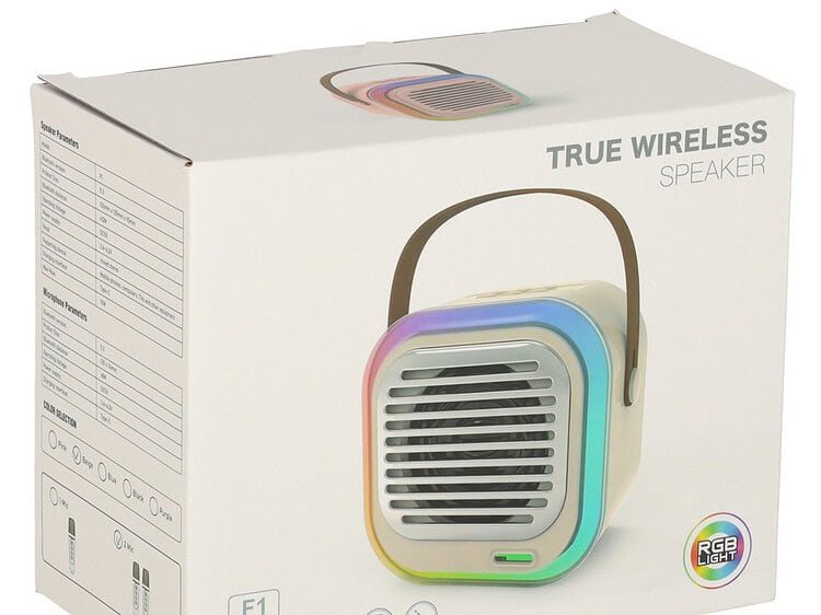 Boxă wireless pentru copii, ideală pentru joacă și muzică, cu LED-uri RGB și sunet clar.