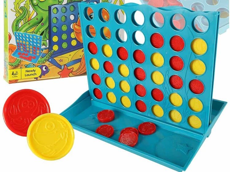 Joc de puzzle Lucky four 25x19x20cm - Un joc de puzzle fantastic conceput pentru două persoane. Jocul constă într-o tablă de joc: Rânduri de 6x7 și jetoane în două culori: roșu și galben. Dimensiunile ambalajului: 26 cm x 26 cm x 3