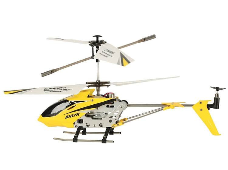 Jucarie pentru copii, model elicopter RC, culoare galben negru, cu telecomandă și componente durabile.