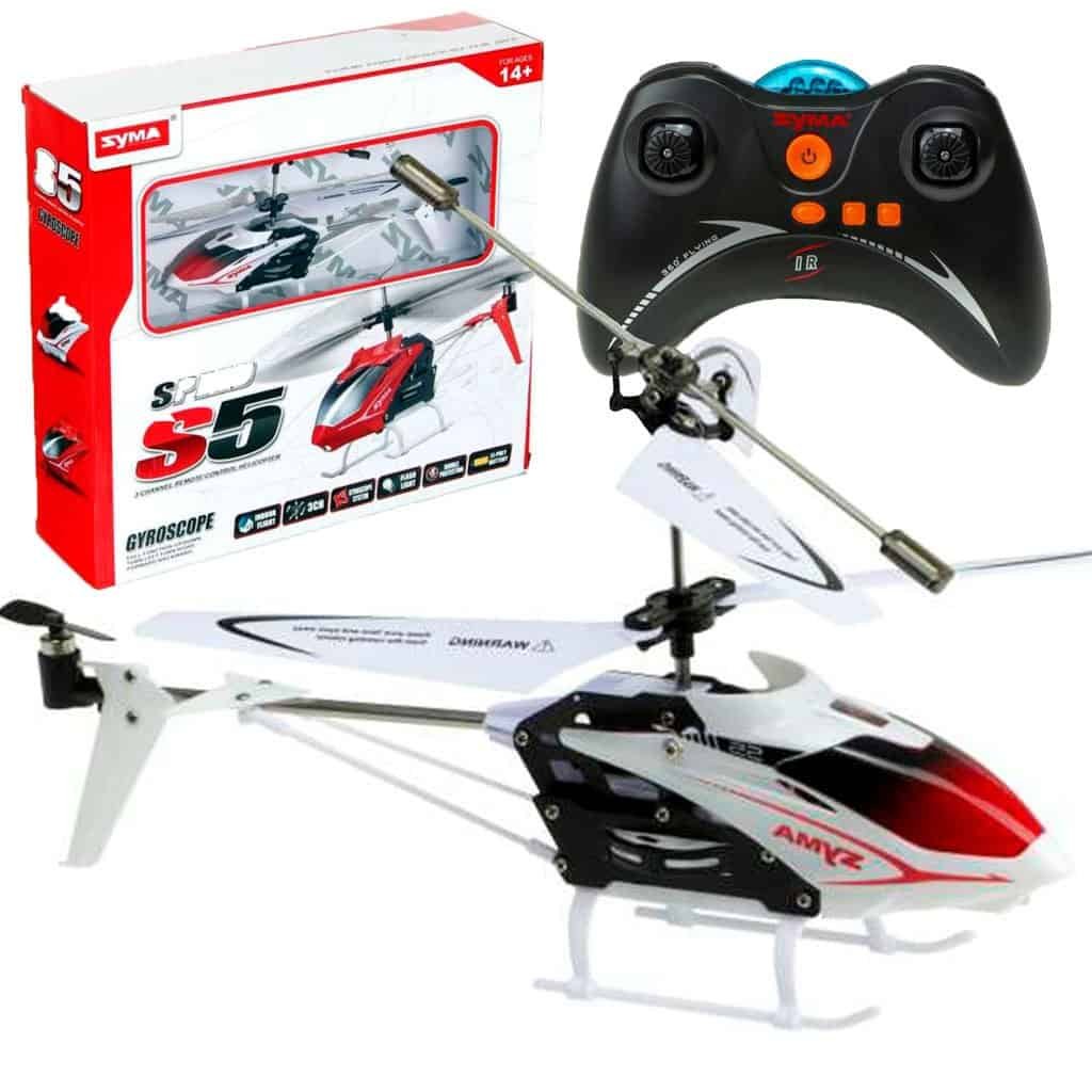SYMA S5 RC elicopter 3CH alb - Lame din nailon și stabilizator. Traiectoria de zbor cu 3 canale. Raza de acțiune de până la 20 m. Sursa de alimentare: baterie reîncărcabilă Li-Po 3