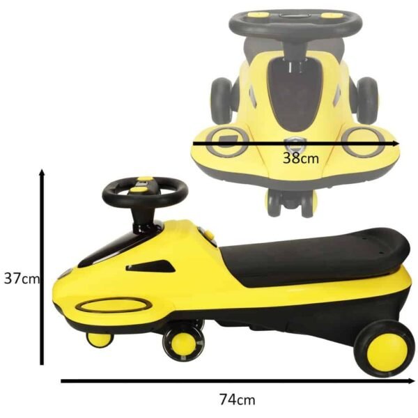 Scuter gravitațional cu roți strălucitoare cu LED-uri cu muzică de joc scuter 74cm galben/negru max 100kg - imagine 4