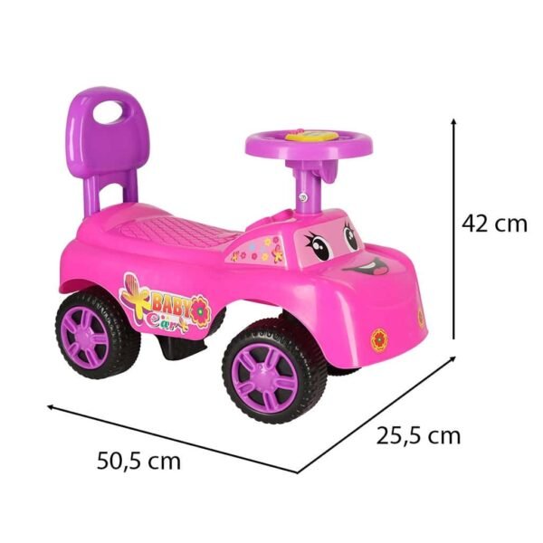 Cărucior de mașină pentru cărucior care zâmbește cu claxon roz - imagine 4