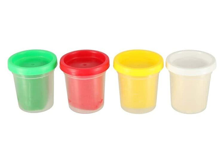 1. Vas de plastice pentru jucării, culori verde, roșu, galben, alb.