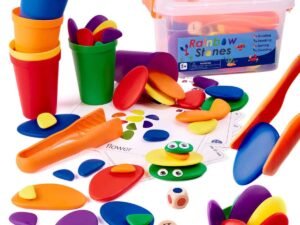 Pietricele creative colorate puzzle Montessori - Pietricele colorate și creative pentru a învăța să numeri. Un mod ideal de a învăța matematica și culorile. Acestea îi vor permite copilului dumneavoastră să intre în rolul unui artist adevărat. Setul include: 36 de pietricele