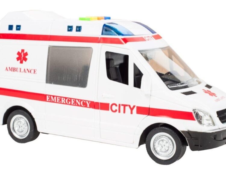 Mașină de jucărie salvare pentru copii, ambulanta, jucărie educativă și distractivă.