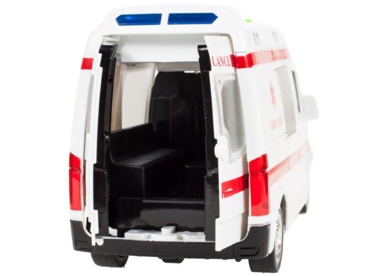 1. Ambulanță de jucărie pentru copii, mașină de pluş pentru joc și educație.