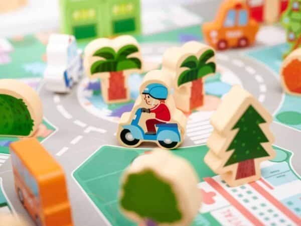 Blocuri de puzzle educaționale din lemn pentru oraș 120el. - imagine 9