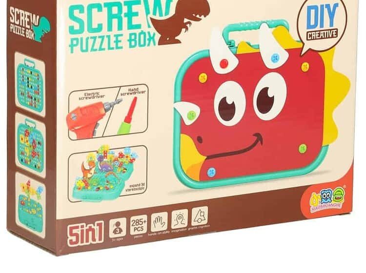 Jucărie cuiroare DIY, cutie puzzle cu șurubelniță, joc educațional pentru copii mici.