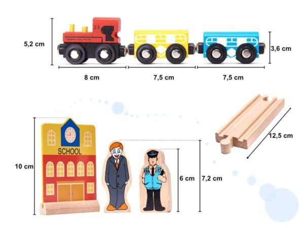 Calea ferată din lemn pentru trenuri + 70el - imagine 3