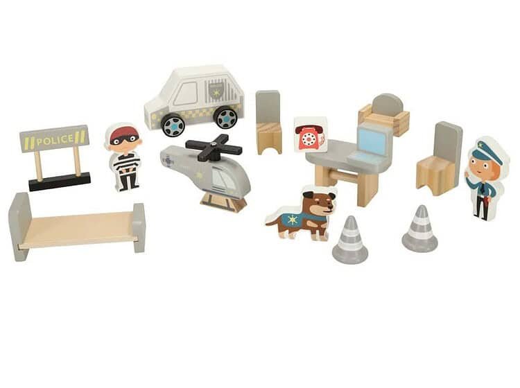 Police jucarii set pentru copii, jucarii din lemn cu tematică de poliție, pentru joacă creativă și educativă.
