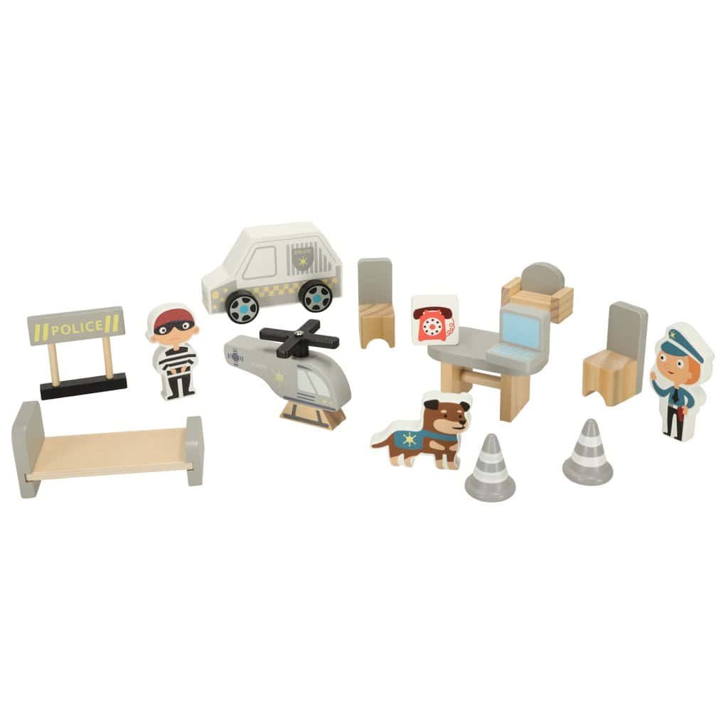 Police jucarii set pentru copii, jucarii din lemn cu tematică de poliție, pentru joacă creativă și educativă.
