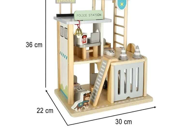 Jucărie interactivă pentru copii, casă de jucarii din lemn cu poliție și stație de poliție.