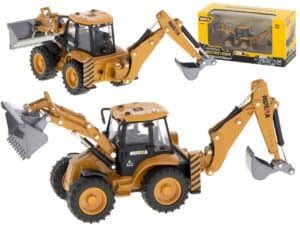 Excavator încărcător buldoexcavator cu cupă Die-Cast model de metal H-toys 1704 1:50 - Retroexcavator senzațional cu cupă. Ideal pentru ventilatoarele cu motorizare mică. Echipat cu găleți mobile pentru a face jocul mai interesant. Scară: 1:50. Material: metal cu elemente din plastic. Dimensiunile excavatorului: 20x5