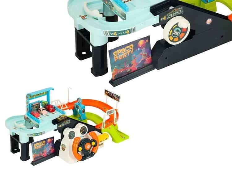 1. Jucarie cu tunel pentru masini si volan pentru copii, decor space party, calitate superioara.