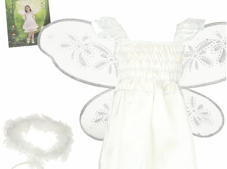 Costum înger carnaval 3 buc mărimea M - Dimensiune: 110-120 cm. Dimensiunile pachetului: 32 cm x 41 cm x 2 cm.
