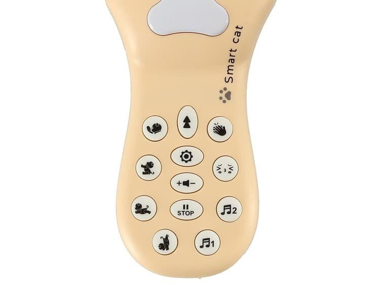stă în două labe și cântă melodii. Include un controler pentru a controla cu ușurință pisica. Alimentare: baterii AAA. Dimensiuni: 18 cm x 11 cm x 6 cm.