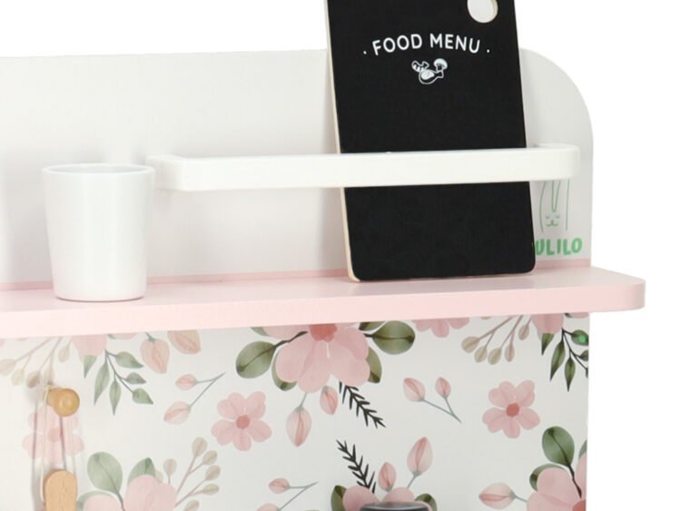 1. Jucării pentru camere de copii, foaie de mobilier de lemn, decor floral roz și verde, organizare micuță.