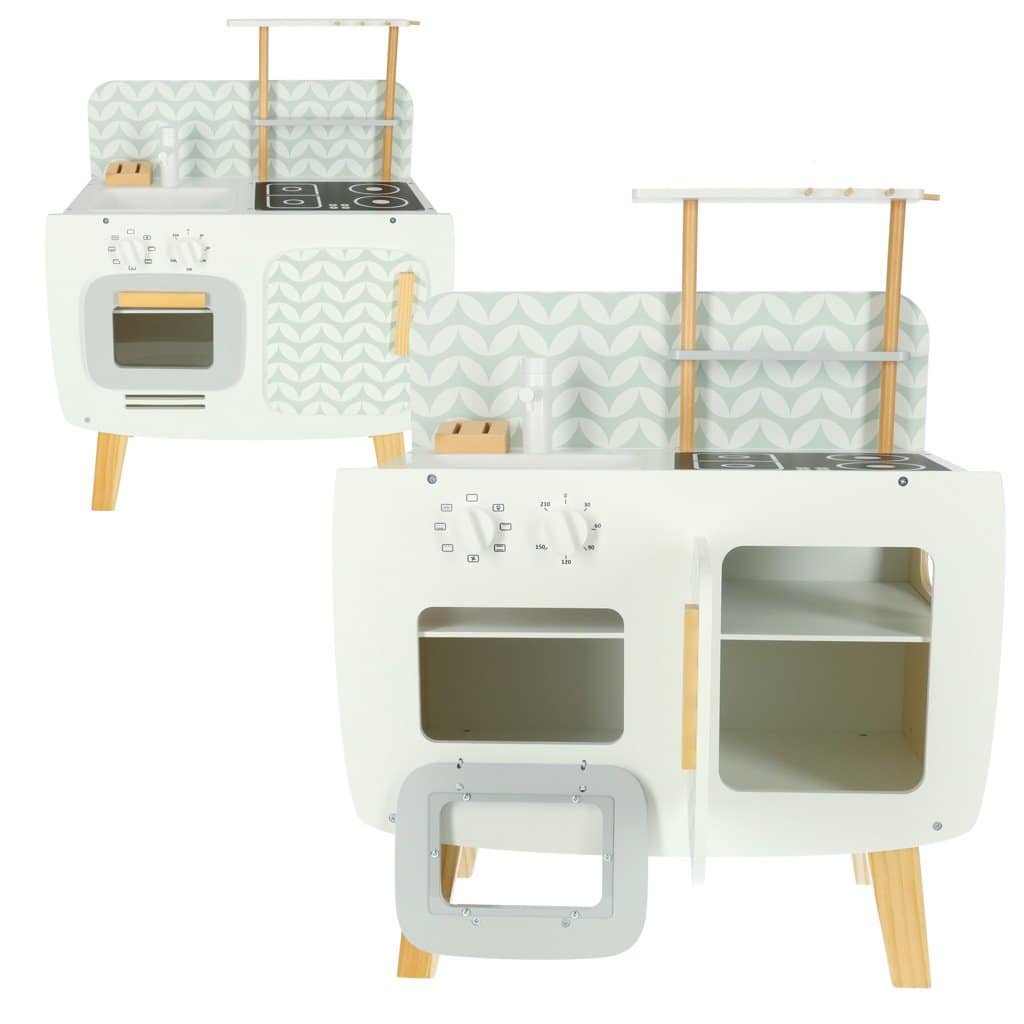 1. Jucarie bucatarie din lemn pentru copii, set dedicat jocului de rol și dezvoltării creative.