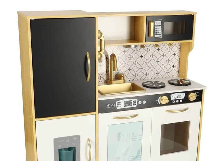 Jucarie mobilier bucatarie pentru copii, set de joaca pentru bebelusi, lemn stratificat, design realist.