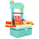 Bucătărie pentru copii într-o valiză fast-food burger set înghețată cartofi prăjiți 55cm -