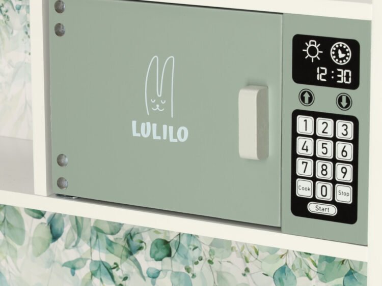 Micro-ificior de jucării pentru copii cu prize și display LED, culori pastelate, design modern.