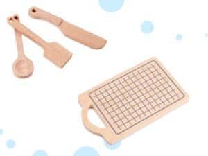 Lingură de lemn, jucării din lemn pentru copii, set de jucării din lemn natural, accesorii pentru joacă educativă, Jucării din lemn pentru copii.