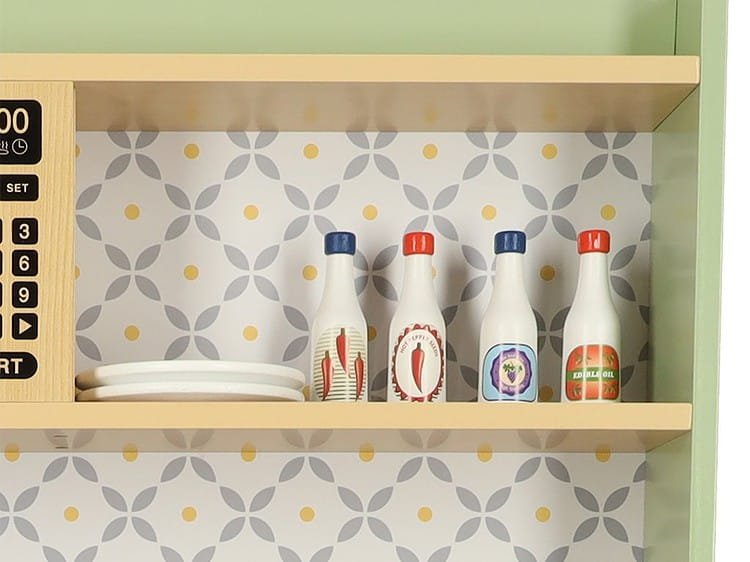 Jucării de rol pentru copii, set bucătărie, cu alimente și accesorii, pentru joc creativ și educativ.