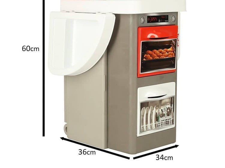 Jucărie bucătărie pentru copii, cu cuptor și accesorii, ideală pentru jocuri imaginative și educative.