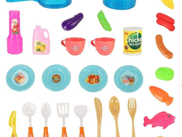 Jucării de bucătărie pentru copii, set ustensile, farfurii, legume și supe, joc educațional și creativ pentru cei mici.