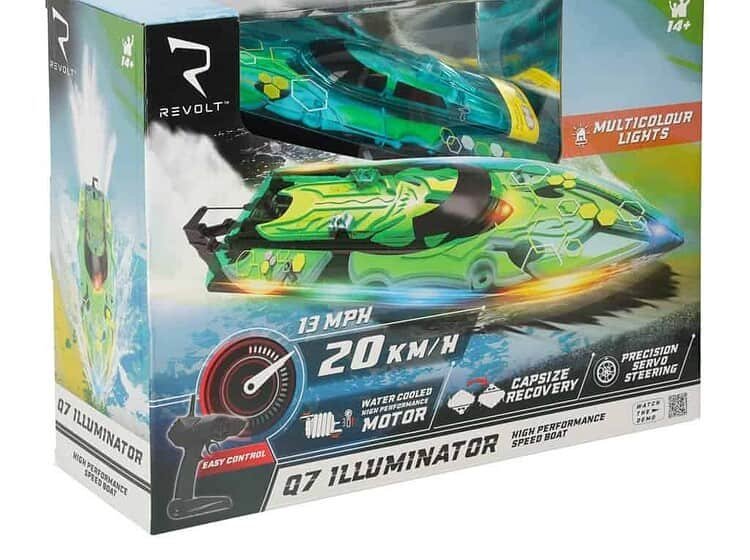 Jucarie barco cu luminite multicolore pentru copii, control remote, viteza si performanta.