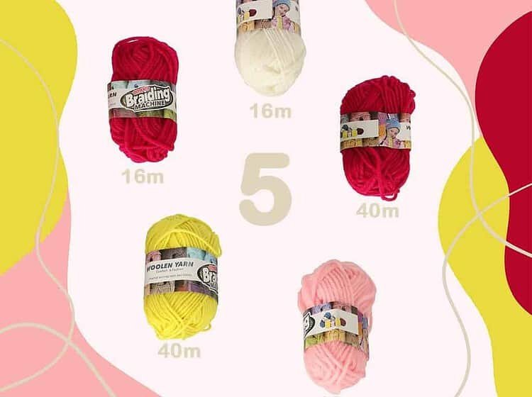 16m, 16m, 40m, 40m, 16m yarn balls for kids' craft projects, colorful and soft wool for children's creativity.