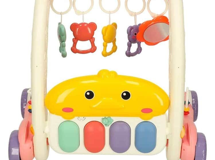 Jucarie educativa pentru copii, carusel muzical cu personaje pastelate, perfect pentru dezvoltare senzorială.