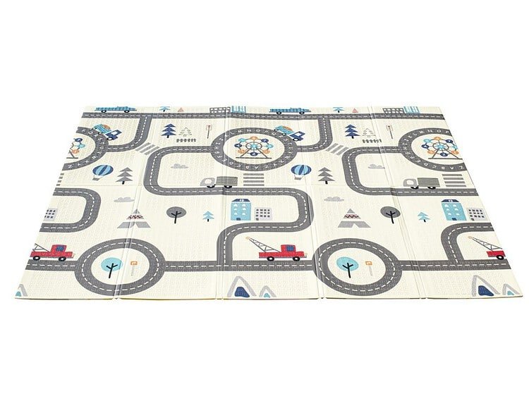 Joc de puzzle pentru copii cu tematică stradă, mașini și oraș.