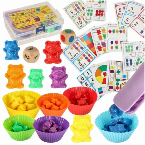 Ursuleți de pluș educaționali care învață să numere montessori 44el. - Ursuleți educativi pentru învățarea matematicii prin joc. Setul va stimula creativitatea și gândirea logică. Setul include: 36 de ursuleți