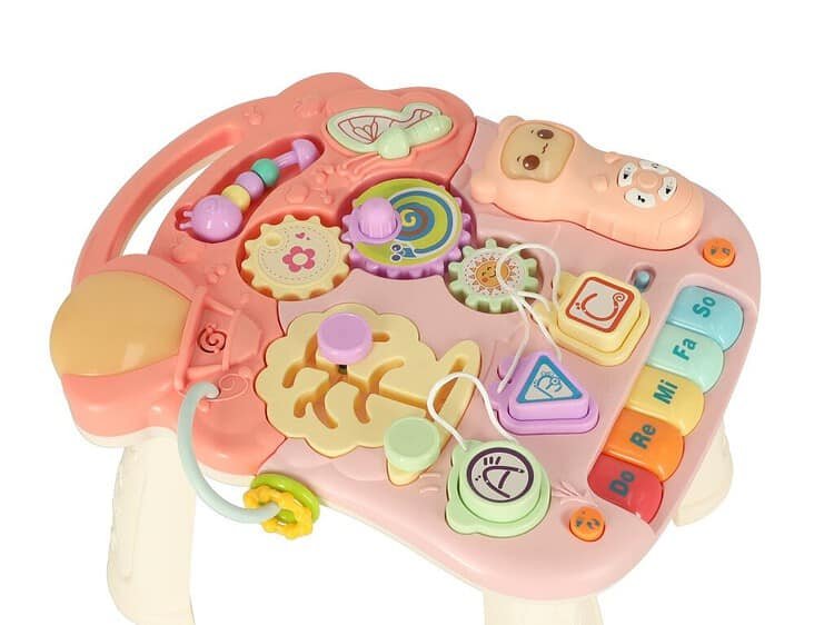 Jucărie educatională pentru bebeluși cu funcții sonore și interactivitate.