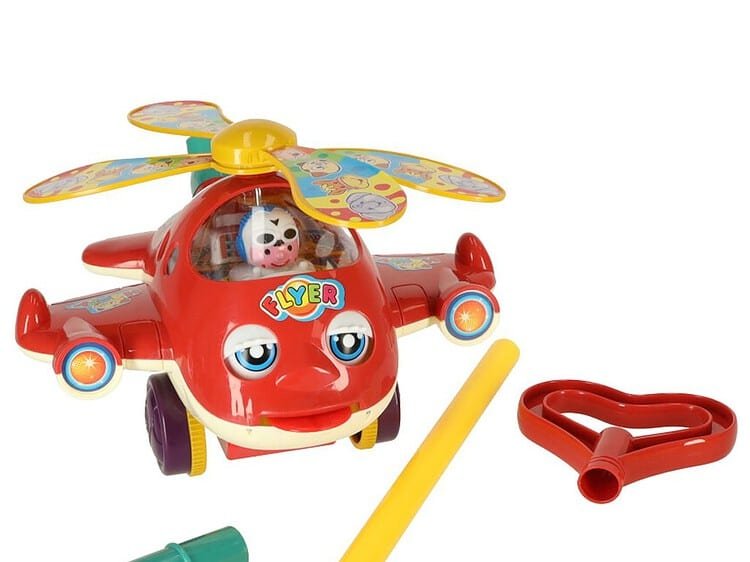 Jucarie zburator cu caracter de avion si elicopter pentru copii mici, colorat si distractiv.