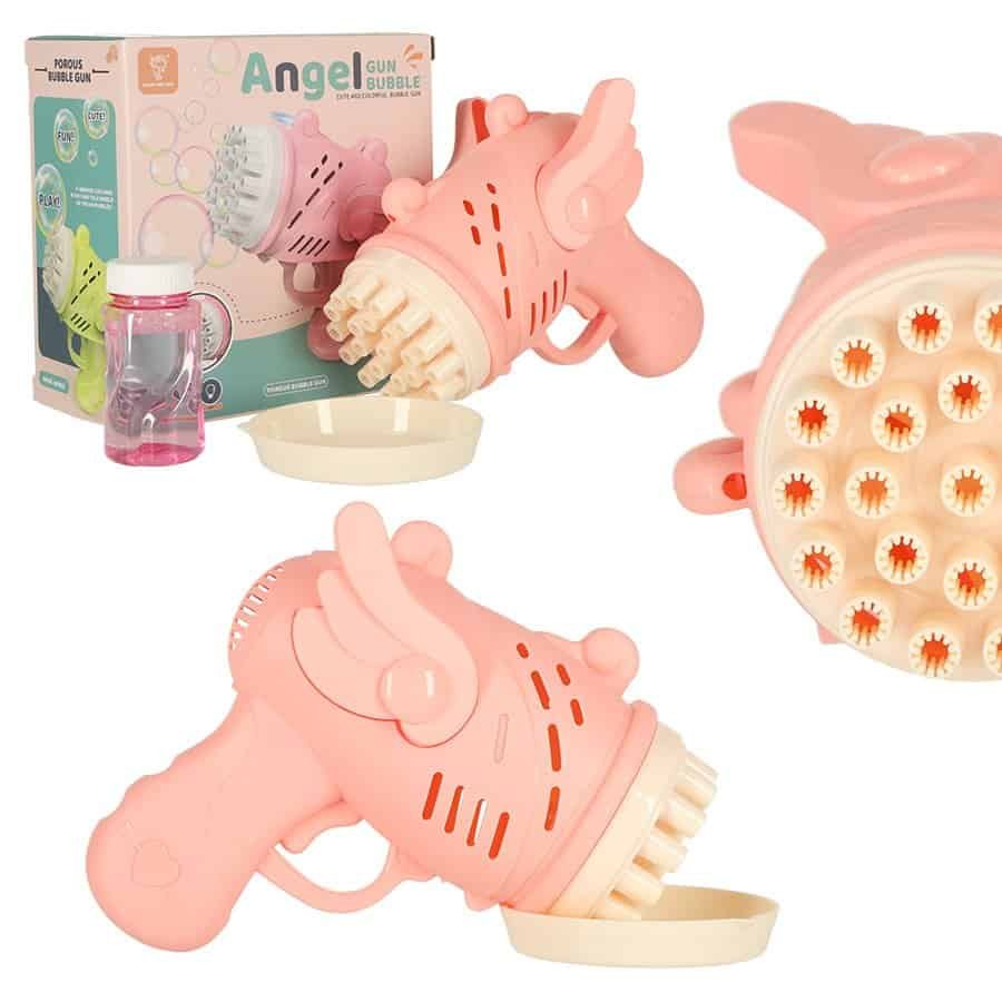 Săpun bubble pistol de săpun bule de săpun cu aripi roz - Un pistol roz pentru baloane de săpun - realizarea baloanelor de săpun va fi extrem de ușoară