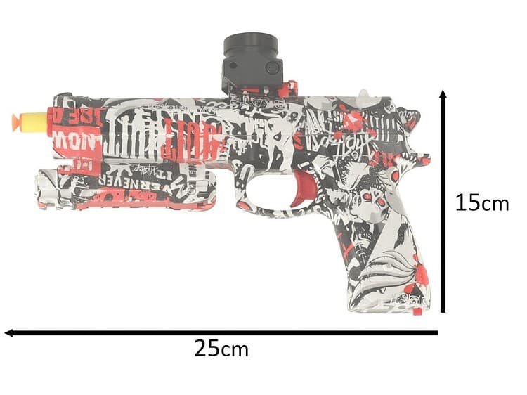 Gel pistol cu bile de apă pușcă cu apă alimentat cu baterii USB + 550pcs ochelari. 7-8mm - Pistolul cu două cartușe va încânta pe toată lumea! Puteți folosi bile de hidrogel și cartușe de spumă. Sunt incluse o baterie reîncărcabilă