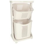 mobil - Un organizator cu două niveluri pe roți pentru a vă ajuta să păstrați o varietate de articole organizate. Cel mai mare coș are un mâner pentru a fi transportat cu ușurință. Material: plastic. Dimensiuni: 44 cm x 77