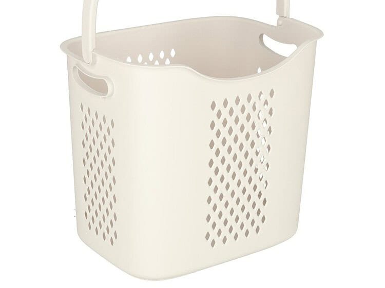 Coș de depozitare pentru jucării din plastic, alb, practic și durabil pentru cameră sau grădină.