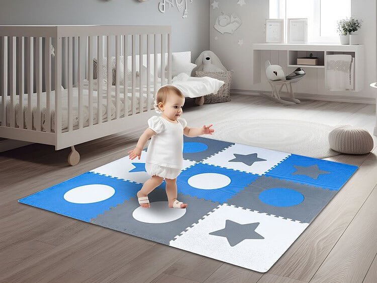 Pat cu jucării pentru camera copilului, harta de joacă, covor sigur și moale pentru bebeluși.